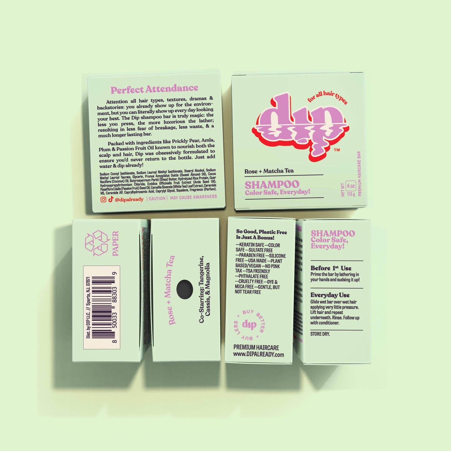 Color Safe Shampoo Bar for Every Day - Rose & Matcha Tea: 4 oz